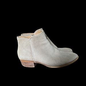Lucky Brand perforated tan suede bootie